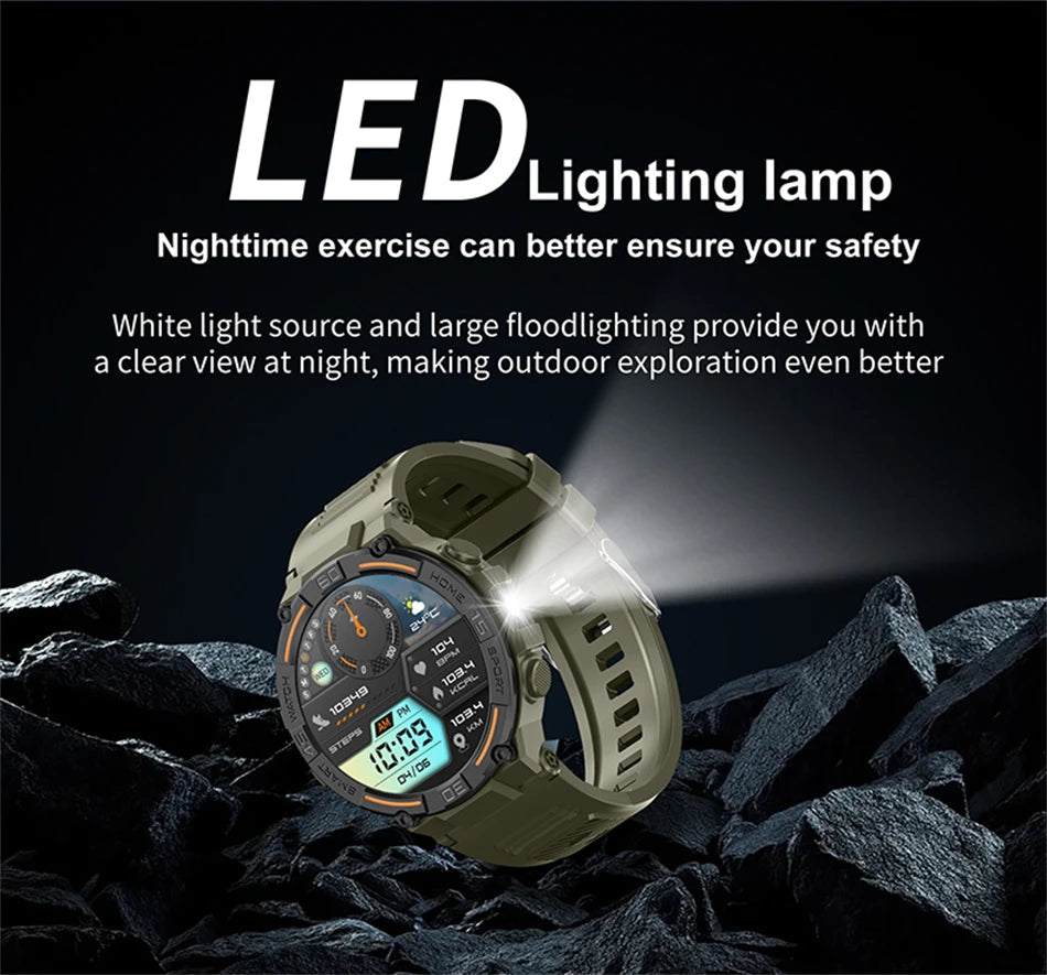 ⌚ ChiBear Military Outdoor Smartwatch – Montre Connectée Tactique GPS & LED pour Hommes