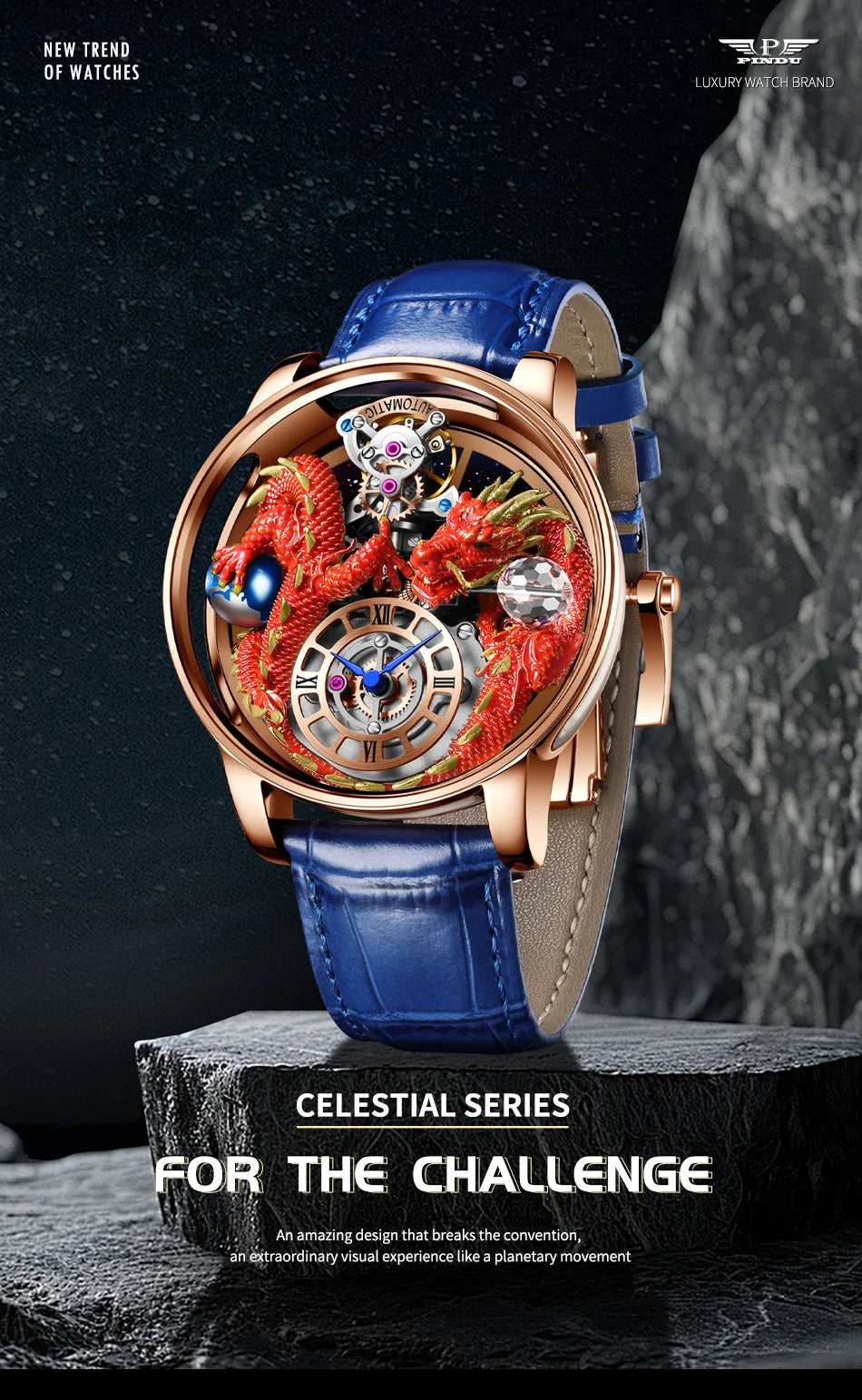 ⌚Montre Homme PINDU Design 2025 💎 Tourbillon Diamant | Verre Saphir • Étanche • Luxe Moderne