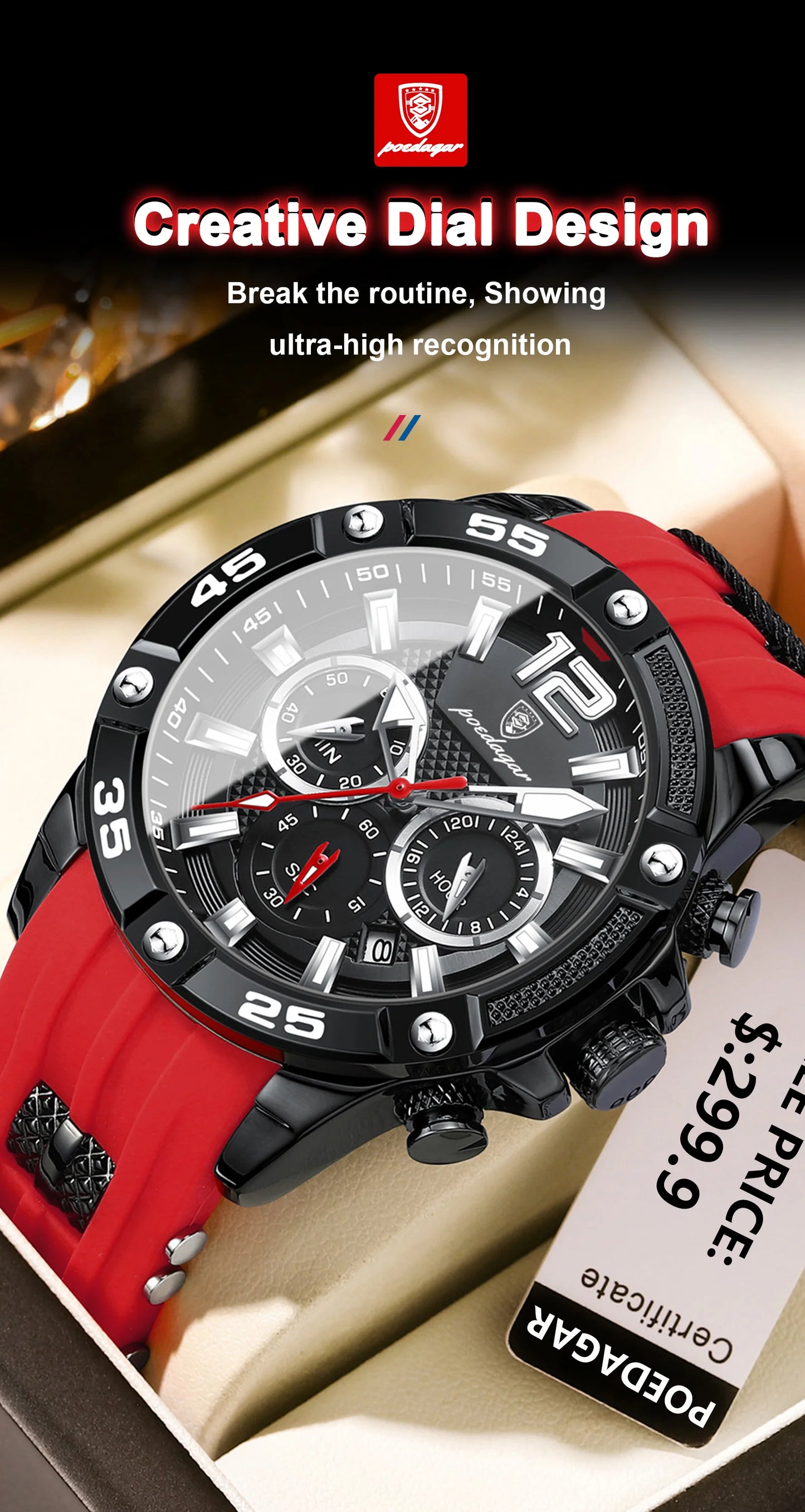⌚ POEDAGAR Luxury Chronograph – Montre Homme Sport & Élégance