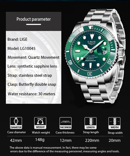 ⌚ LIGE Sport Luxe – Montre Homme Étanche en Acier Inoxydable