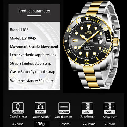 ⌚ LIGE Sport Luxe – Montre Homme Étanche en Acier Inoxydable