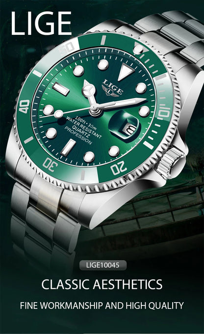 ⌚ LIGE Sport Luxe – Montre Homme Étanche en Acier Inoxydable
