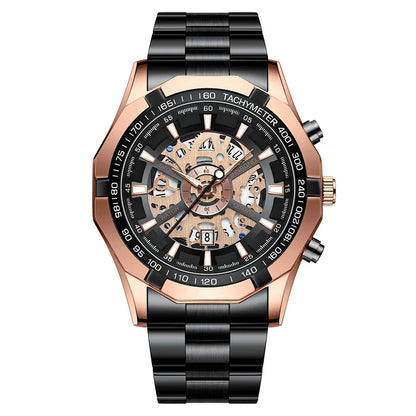 ⌚ BINBOND S033 – Montre Homme de Luxe en Acier Inoxydable Bleue & Étanche