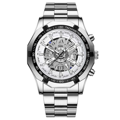 ⌚ BINBOND S033 – Montre Homme de Luxe en Acier Inoxydable Bleue & Étanche