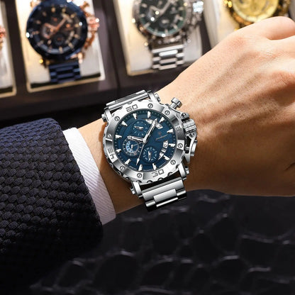 ⌚ POEDAGAR 892 – Montre Chronographe de Luxe pour Homme en Acier Inoxydable