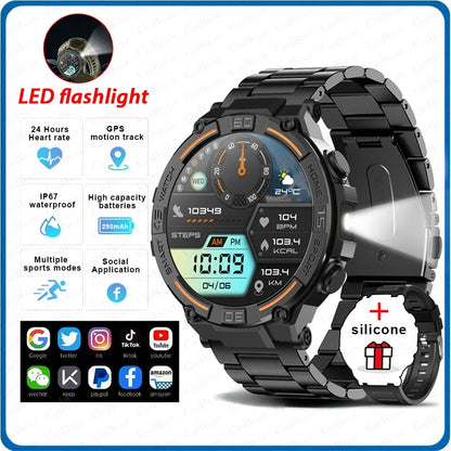 ⌚ ChiBear Military Outdoor Smartwatch – Montre Connectée Tactique GPS & LED pour Hommes