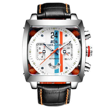 Montre Automatique Homme PAULAREIS P – Élégance sportive, mouvement mécanique, bracelet en caoutchouc et design luxueux