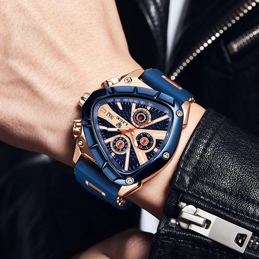 ⏱️ Montre Homme LIGE LG89103 – Design Triangulaire, Chronographe & Style Militaire Sport