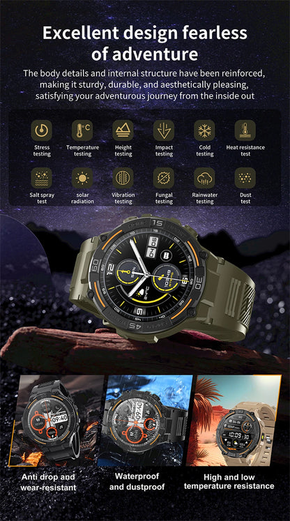 ⌚ ChiBear Military Outdoor Smartwatch – Montre Connectée Tactique GPS & LED pour Hommes