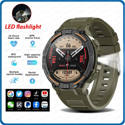 ⌚ ChiBear Military Outdoor Smartwatch – Montre Connectée Tactique GPS & LED pour Hommes