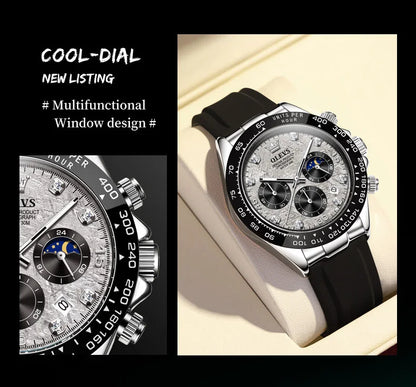 🌙 Montre Homme OLEVS 2875 – Chronographe de Luxe à Phase de Lune