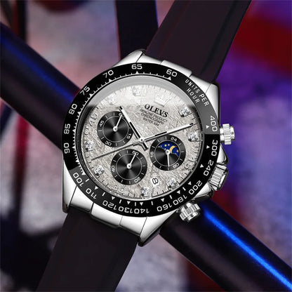 🌙 Montre Homme OLEVS 2875 – Chronographe de Luxe à Phase de Lune