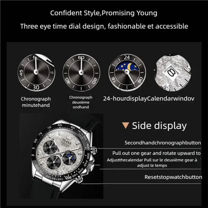 🌙 Montre Homme OLEVS 2875 – Chronographe de Luxe à Phase de Lune