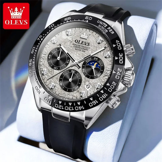 🌙 Montre Homme OLEVS 2875 – Chronographe de Luxe à Phase de Lune
