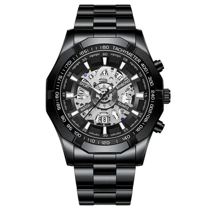 ⌚ BINBOND S033 – Montre Homme de Luxe en Acier Inoxydable Bleue & Étanche