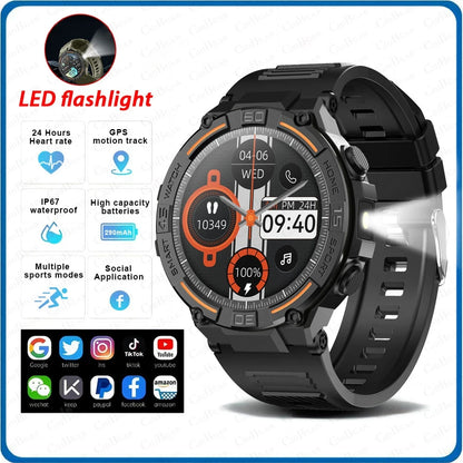 ⌚ ChiBear Military Outdoor Smartwatch – Montre Connectée Tactique GPS & LED pour Hommes