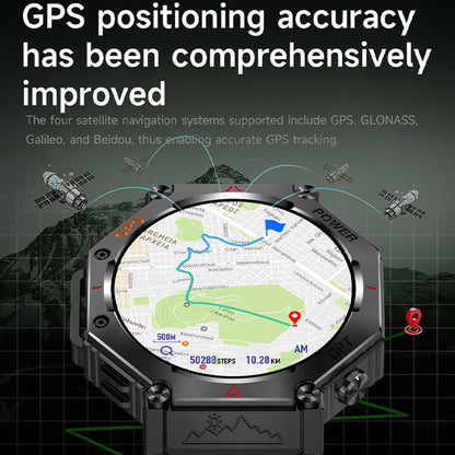 2025 HUAIWE Montre Connectée Militaire 2025 – GPS, IA ChatGPT, Étanche 5ATM, 530mAh