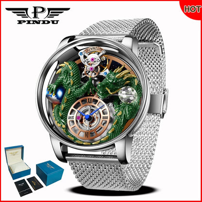 ⌚Montre Homme PINDU Design 2025 💎 Tourbillon Diamant | Verre Saphir • Étanche • Luxe Moderne
