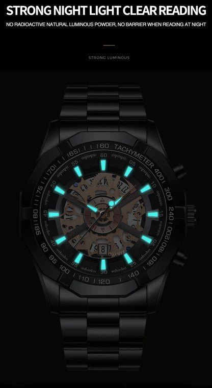 ⌚ BINBOND S033 – Montre Homme de Luxe en Acier Inoxydable Bleue & Étanche