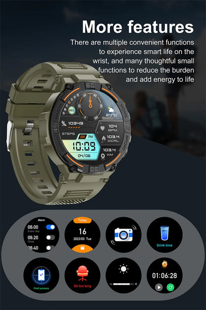 ⌚ ChiBear Military Outdoor Smartwatch – Montre Connectée Tactique GPS & LED pour Hommes