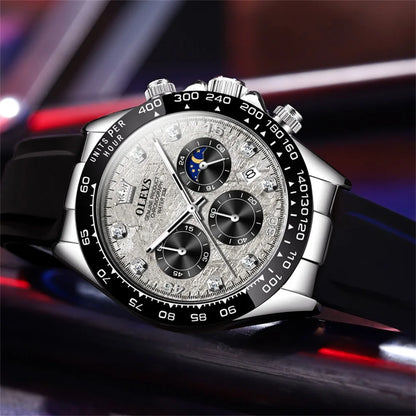 🌙 Montre Homme OLEVS 2875 – Chronographe de Luxe à Phase de Lune