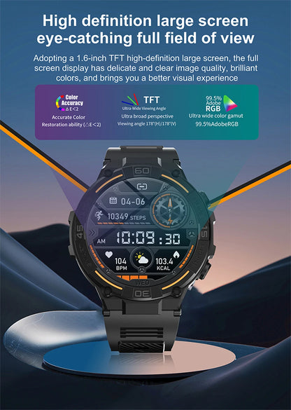 ⌚ ChiBear Military Outdoor Smartwatch – Montre Connectée Tactique GPS & LED pour Hommes